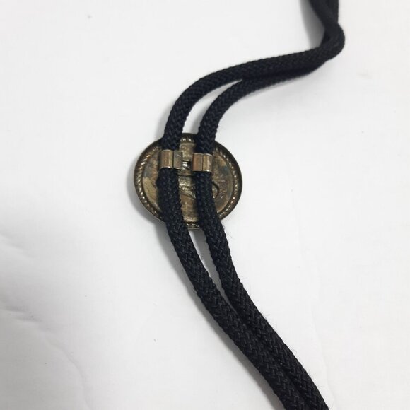 Vintage Metal Bolo Tie Cowboy Hat Rodeo Cowgirl Country Western Black - Picture 4 of 4